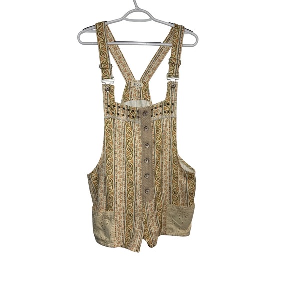 POL Pants - POL Stud‎ Adorned Paisley Print Overall Shorts Womens Small Boho Baggy Festival
